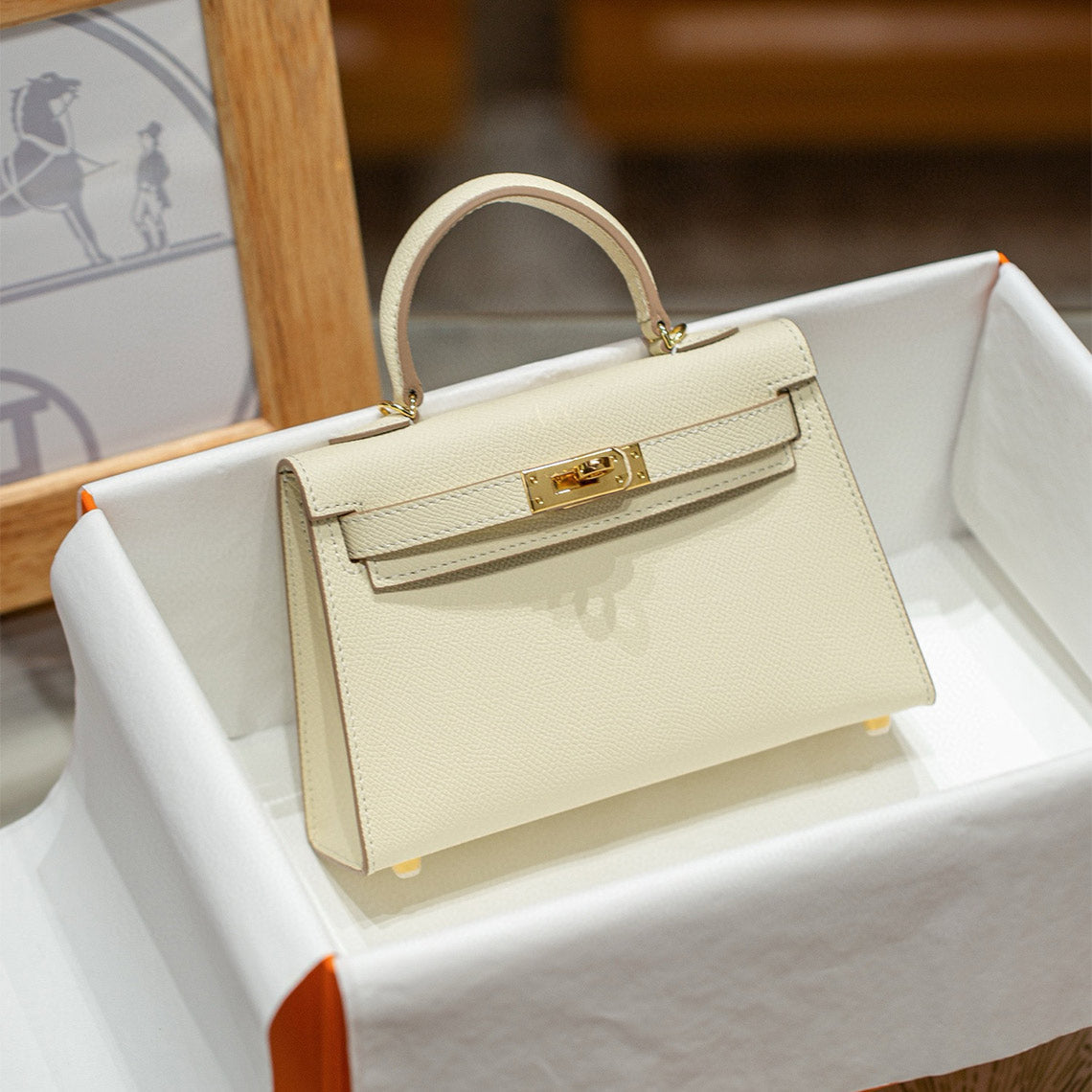 Top Grain Leather Inspired Mini Kelli 19 Handbag