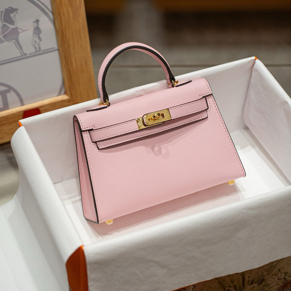 Top Grain Leather Inspired Mini Kelli 19 Handbag