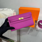 Leather Inspired Kelly Long Wallet | With Crossbody Strap