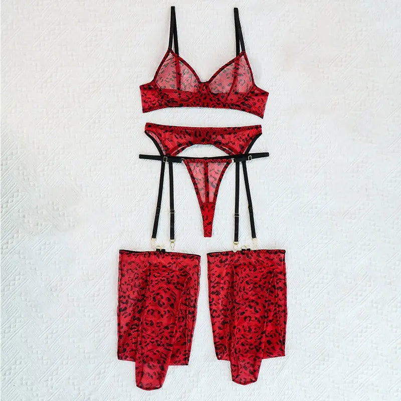 PEYTON 4 PIECE LEOPARD LINGERIE SET Chaotic Fashion