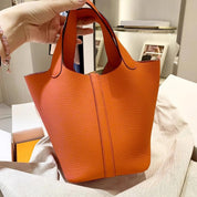 Top Grain Leather Inspired Picotin Lock Handbag