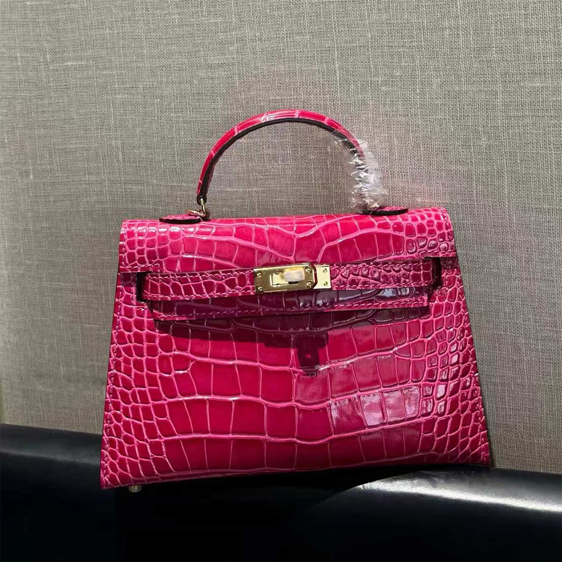Croc Embossed Leather Mini Kylie Handbag