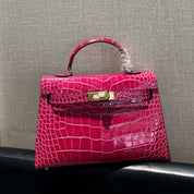 Croc Embossed Leather Mini Kylie Handbag