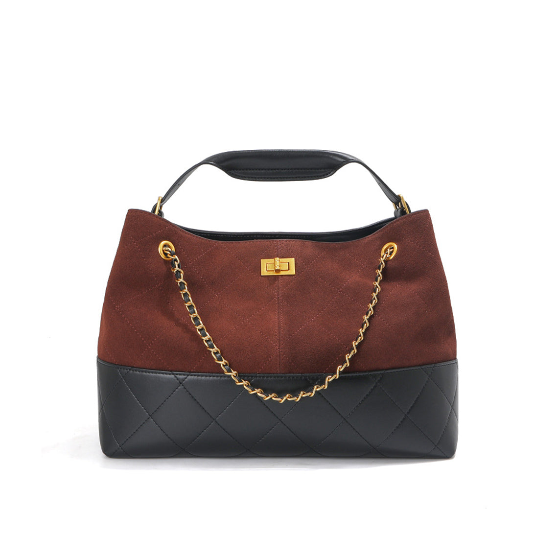 Suede Leather Quilted Suede Shoulder Bag