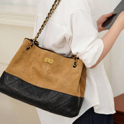 Suede Leather Quilted Suede Shoulder Bag