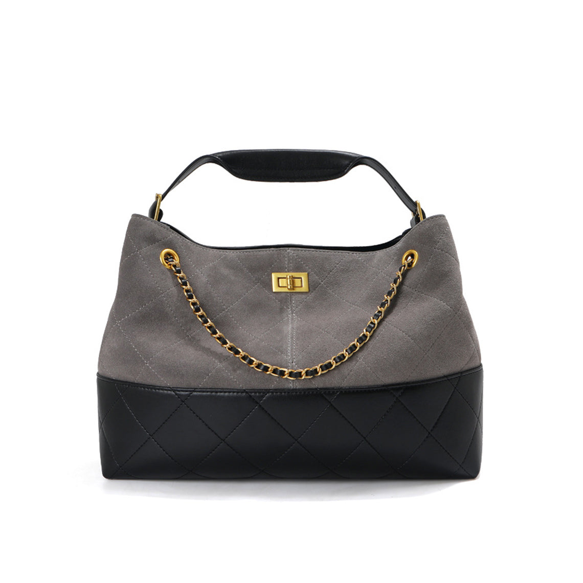 Suede Leather Quilted Suede Shoulder Bag