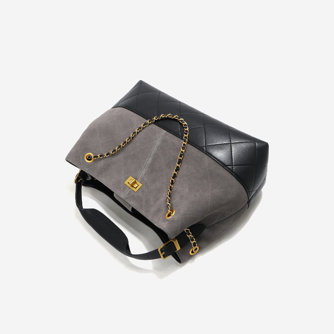 Suede Leather Quilted Suede Shoulder Bag