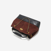 Suede Leather Quilted Suede Shoulder Bag