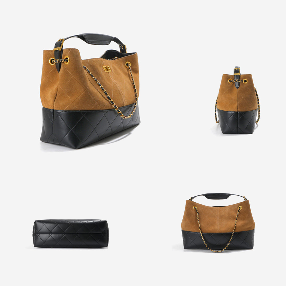 Suede Leather Quilted Suede Shoulder Bag