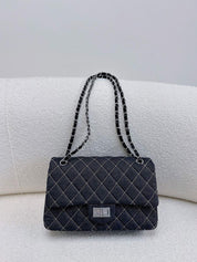 Quilted Denim Fold Chain Bag
