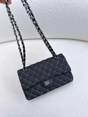 Quilted Denim Fold Chain Bag