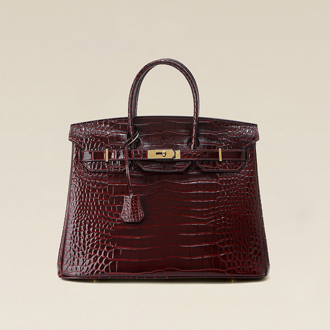 Crocodile Embossed Leather Rouge Birk Handbag