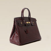 Crocodile Embossed Leather Rouge Birk Handbag