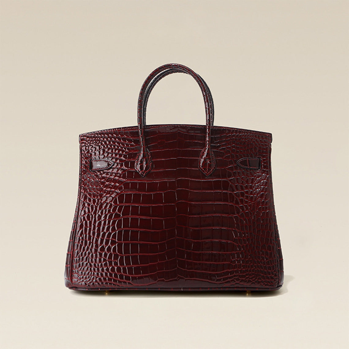 Crocodile Embossed Leather Rouge Birk Handbag