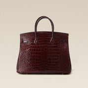Crocodile Embossed Leather Rouge Birk Handbag