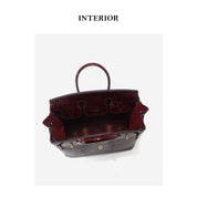 Crocodile Embossed Leather Rouge Birk Handbag