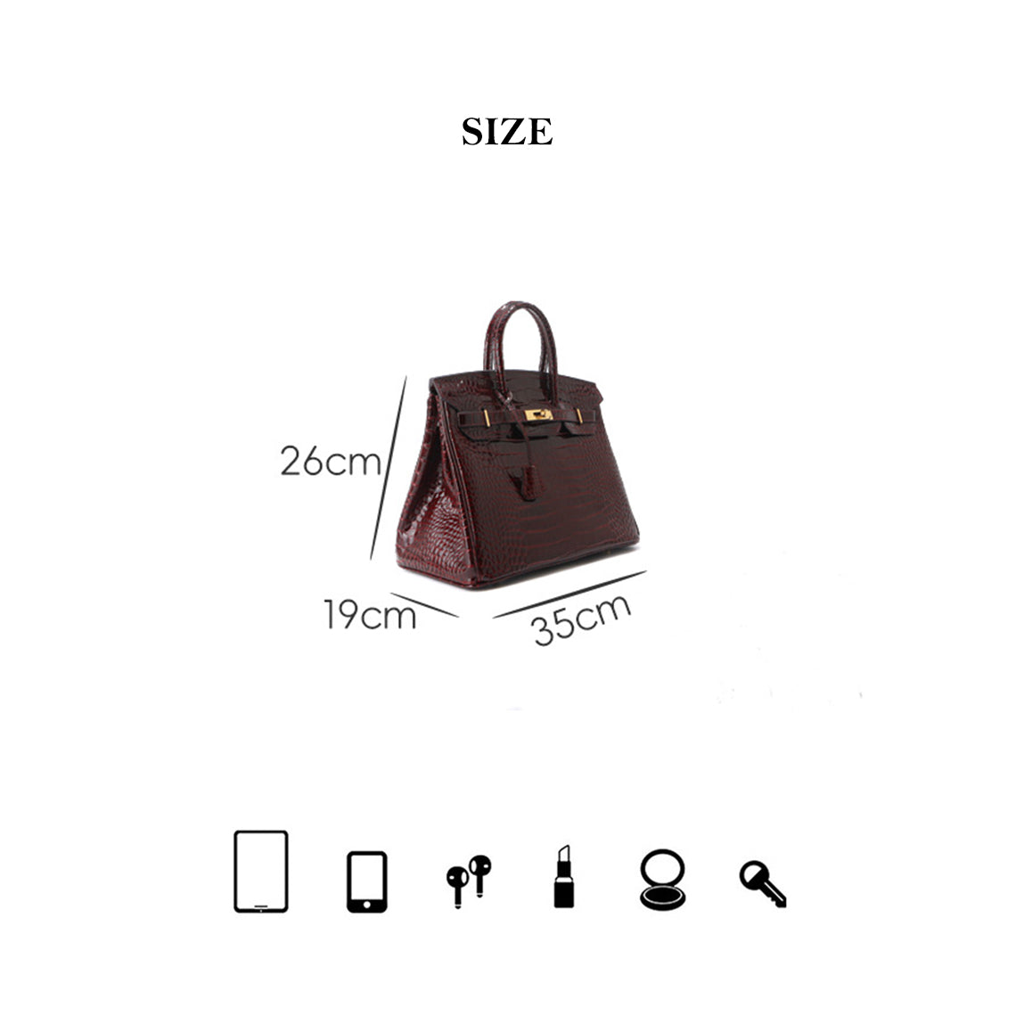 Crocodile Embossed Leather Rouge Birk Handbag