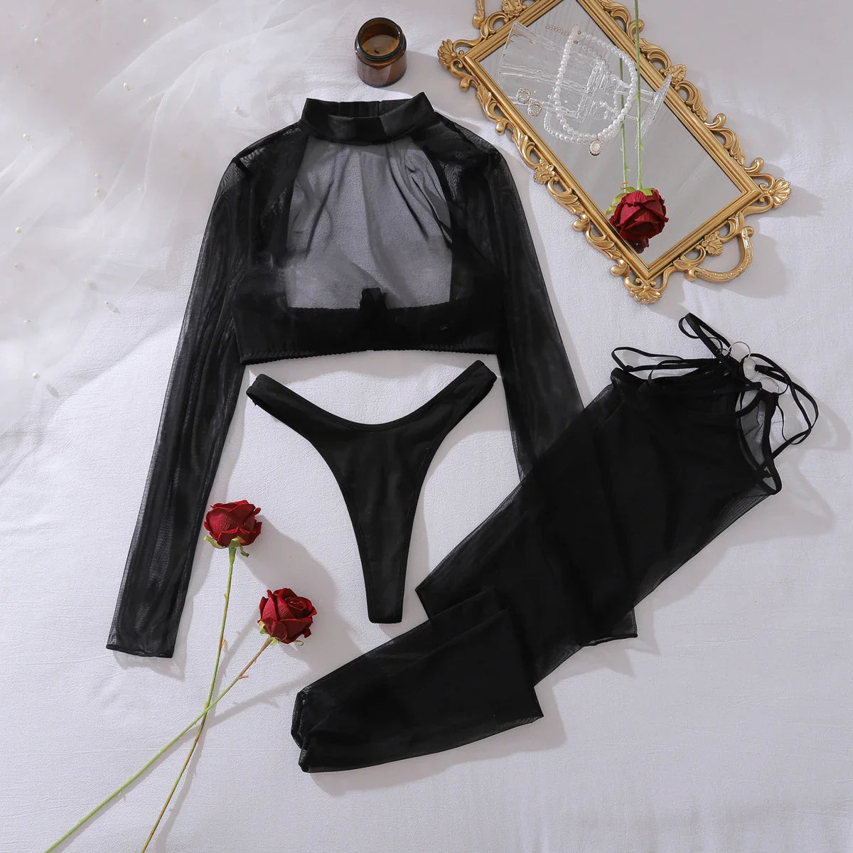 Seductive Sexy Lingerie 2PC Set with Stockings