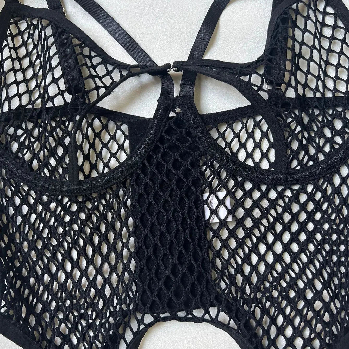 BLACK MESH LINGERIE SET