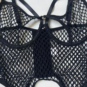 BLACK MESH LINGERIE SET