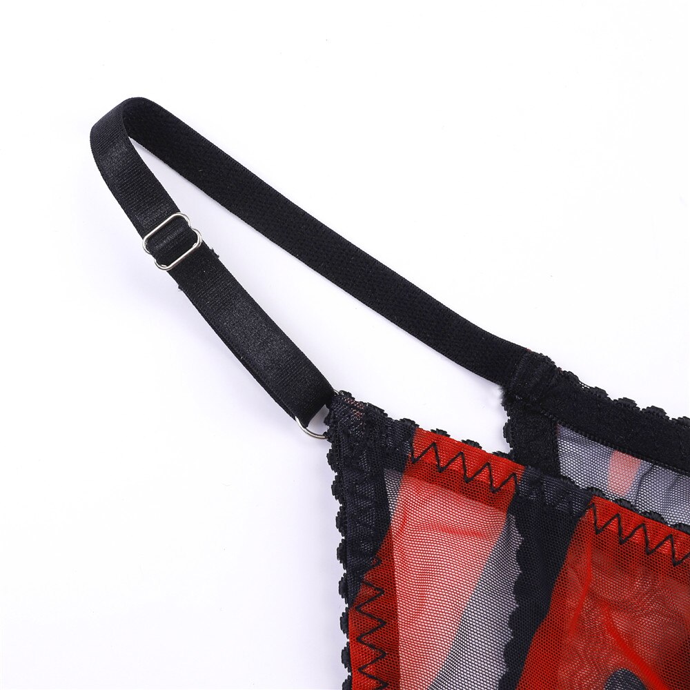 LAURA RED ZEBRA 5 PIECE LINGERIE SET