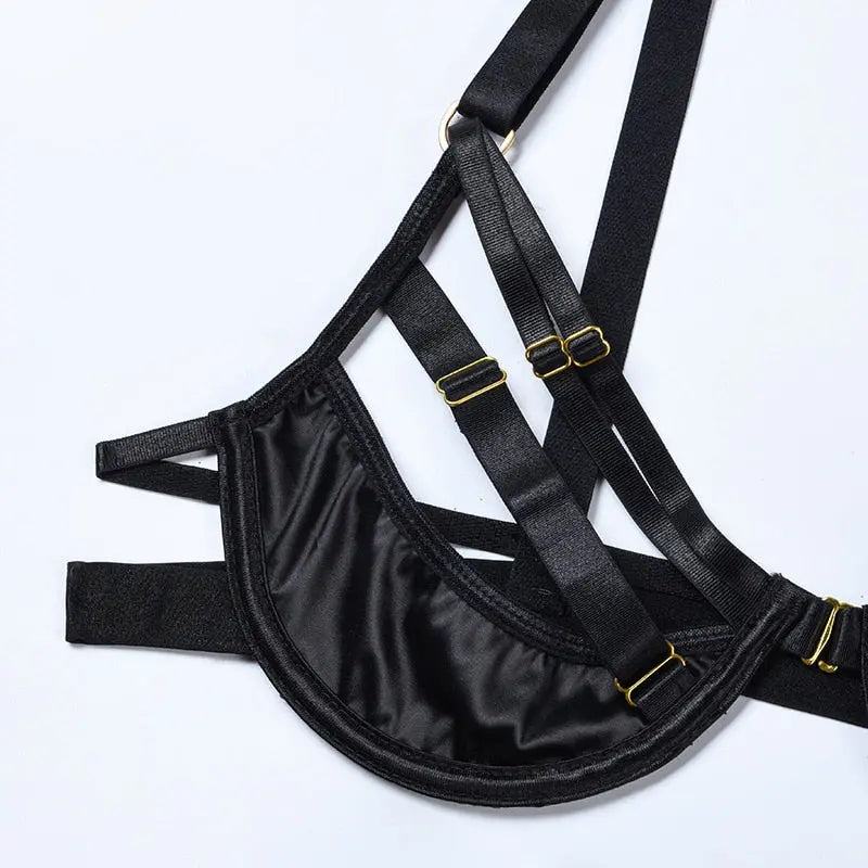 Complete Black Lingerie Set – 4-Piece Coordinating Set for Women – Chaotic Fashion