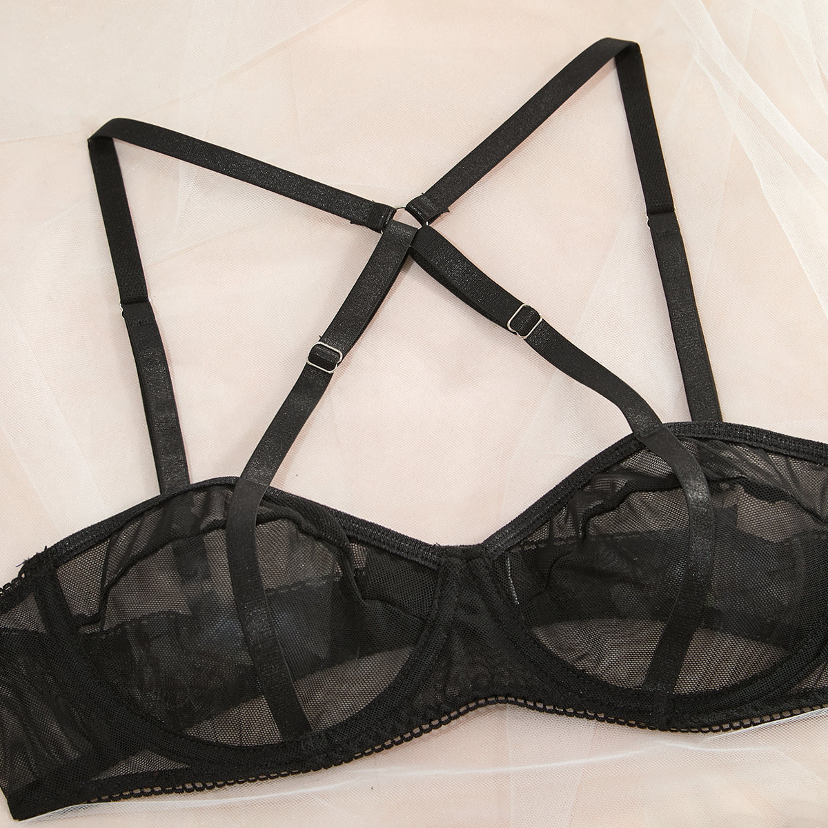 REINA 4 PIECE BLACK LINGERIE SET