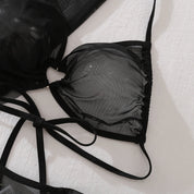 LINGERIE BRA PANTIES MESH BLOUSE and PANTIES 4 PIECE SET