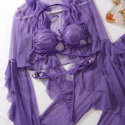 LINGERIE BRA PANTIES MESH BLOUSE and PANTIES 4 PIECE SET