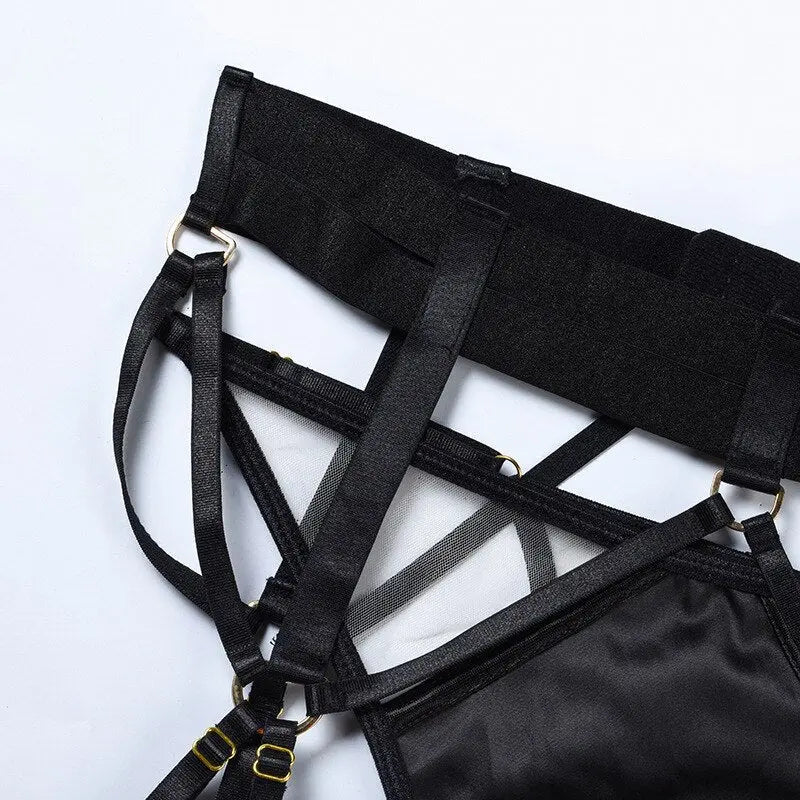 All-Black 4-Piece Lingerie Set – Complete Matching Set for Women – Chaotic Fashion