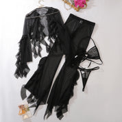 LINGERIE BRA PANTIES MESH BLOUSE and PANTIES 4 PIECE SET