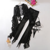 LINGERIE BRA PANTIES MESH BLOUSE and PANTIES 4 PIECE SET