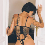 BLACK MESH LINGERIE SET