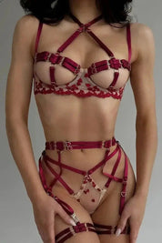 Open Bra Lingerie Set – Geometric Lace with Underwire – Chaotic Fashion