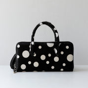Fur Leather Polka Dot Small Clutch Handbag