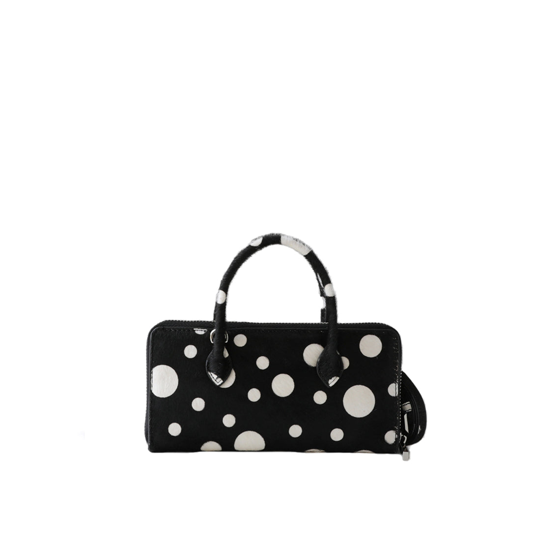 Fur Leather Polka Dot Small Clutch Handbag