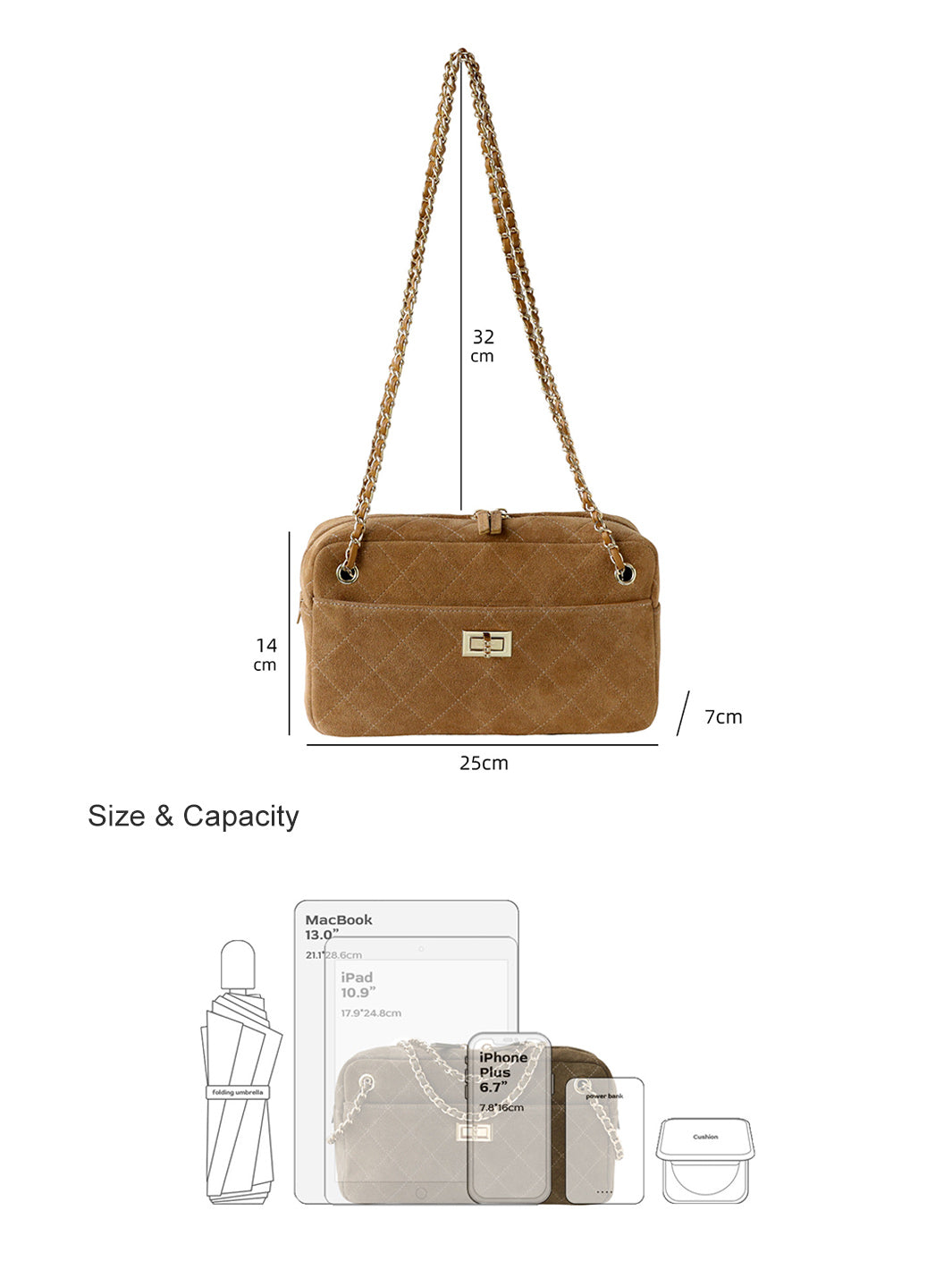 Suede Quilted Camera Bag