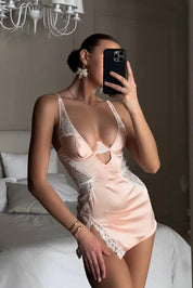 Transparent Slip Dress – Rose Lace Lingerie Dress – Chaotic Fashion
