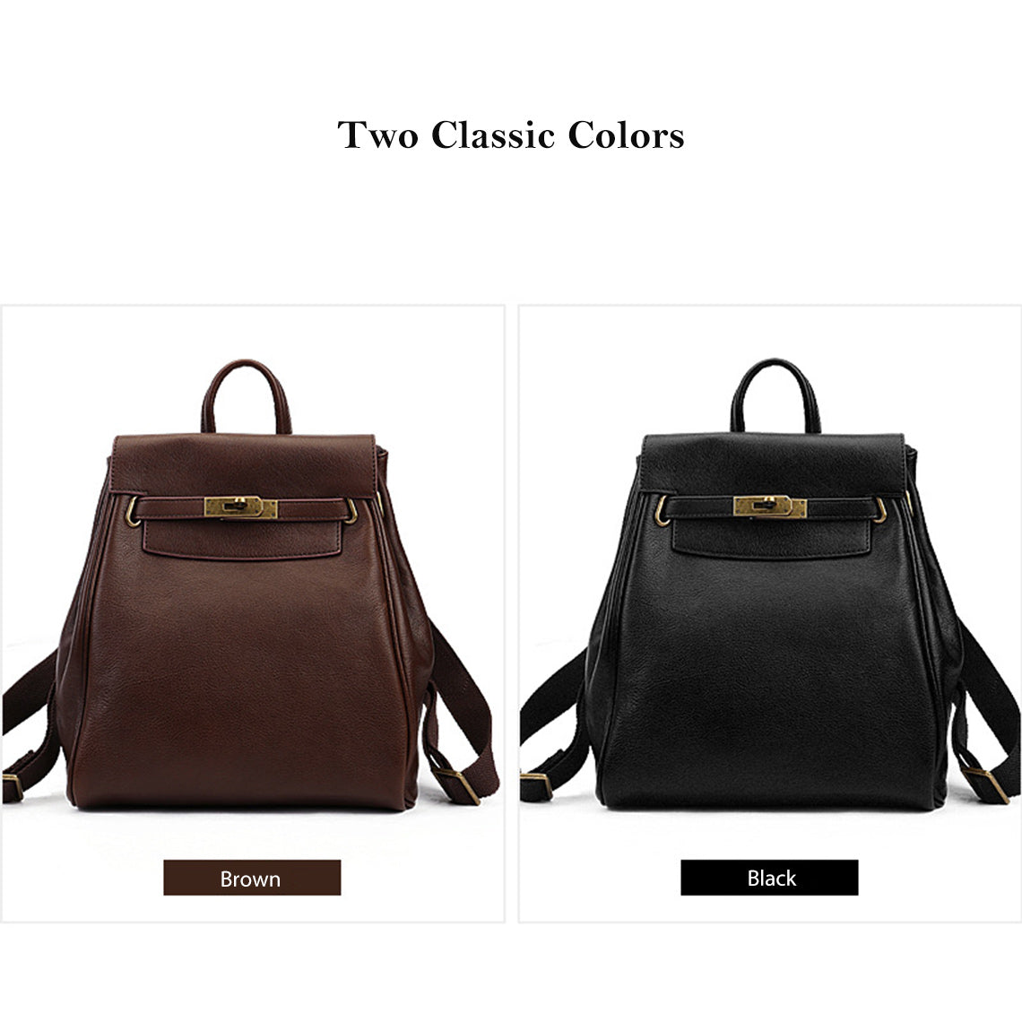 Top Grain Leather Classic Backpack for Women