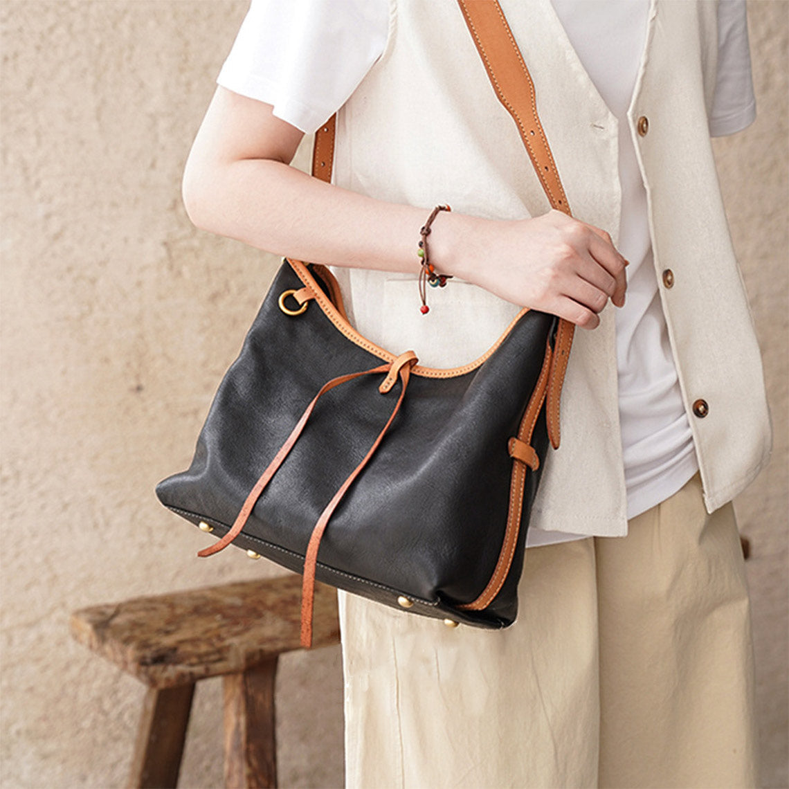Leather Inspired Carry Shoulder Bag