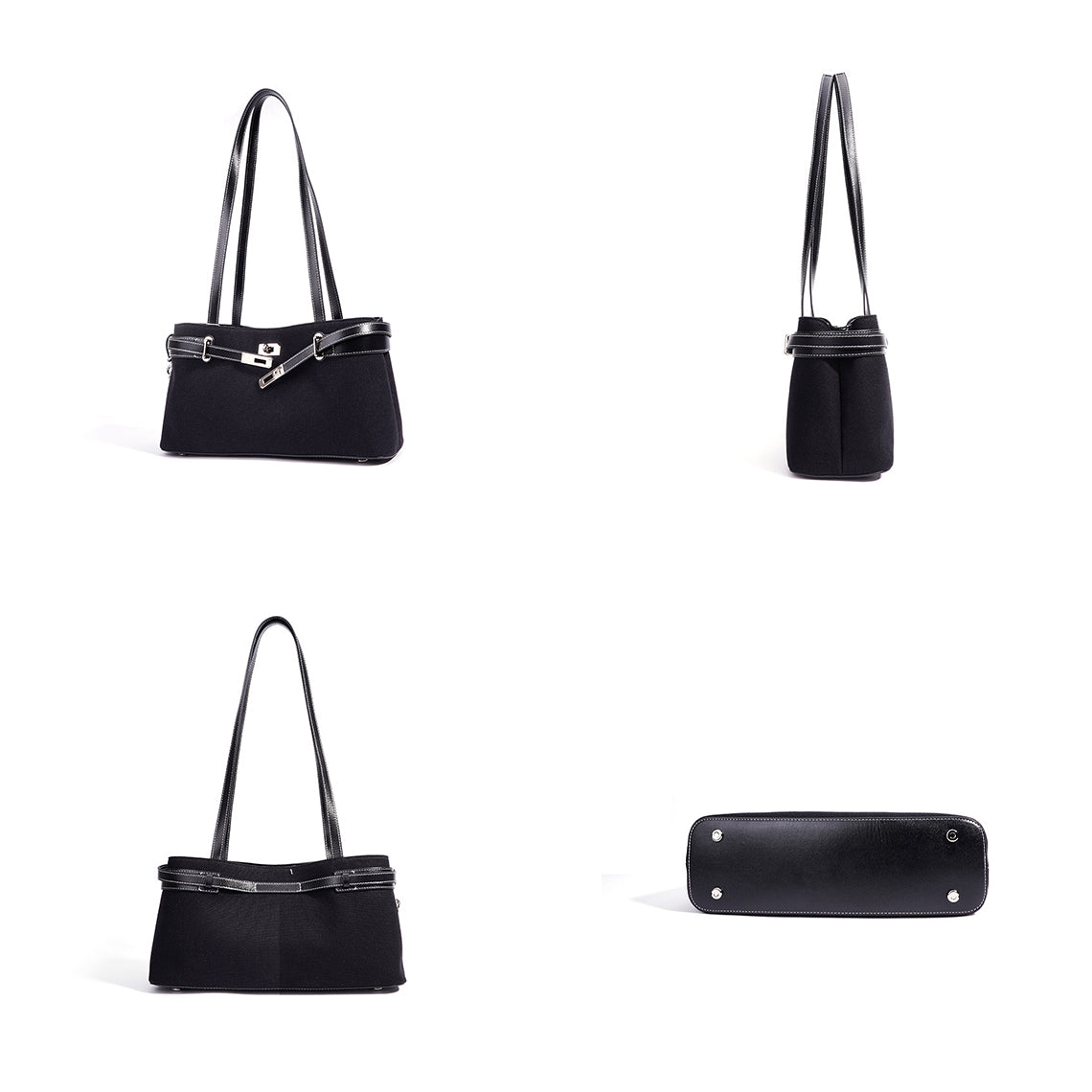 Vegetable Tanned Leather Linen Shoulder Bag