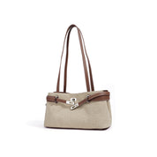 Vegetable Tanned Leather Linen Shoulder Bag