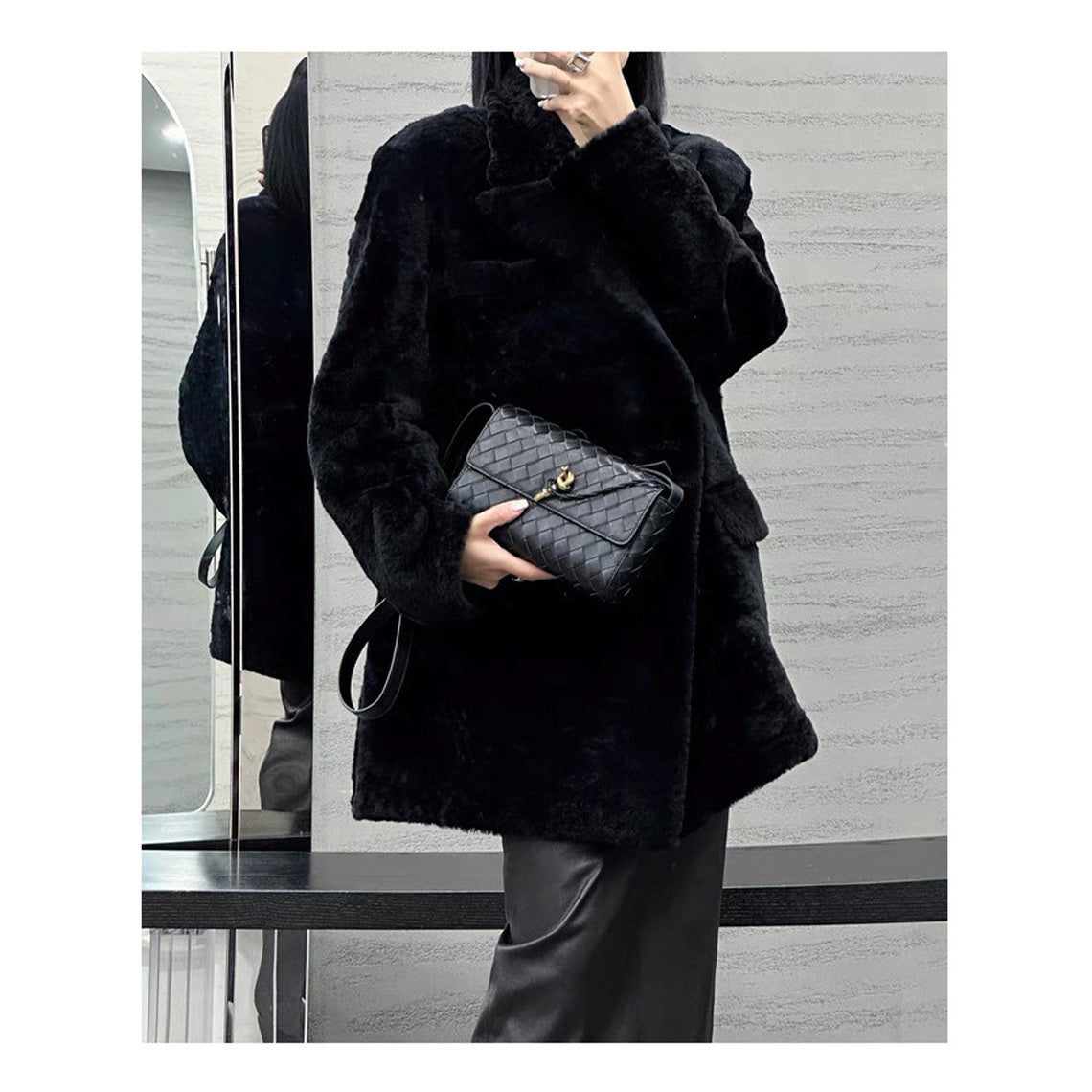 Sheep Leather Women Woven Shoulder Bag