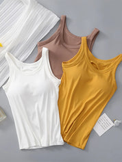 Womens Round Neck Tank – Dark Gray Built-In Support – Chaotic Fashion