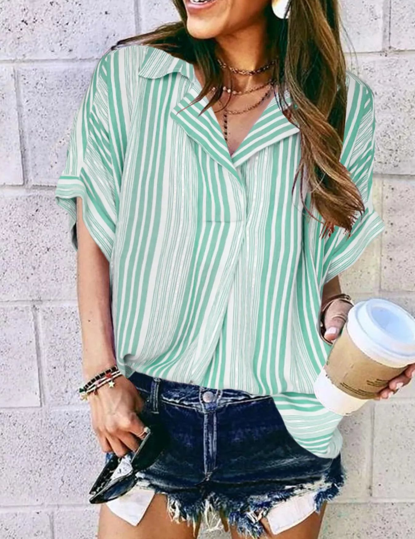 Women's shirt, collared, short sleeve