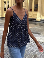 Polka Dot V-Neck Top – Lightweight Layering Cami – Chaotic Fashion