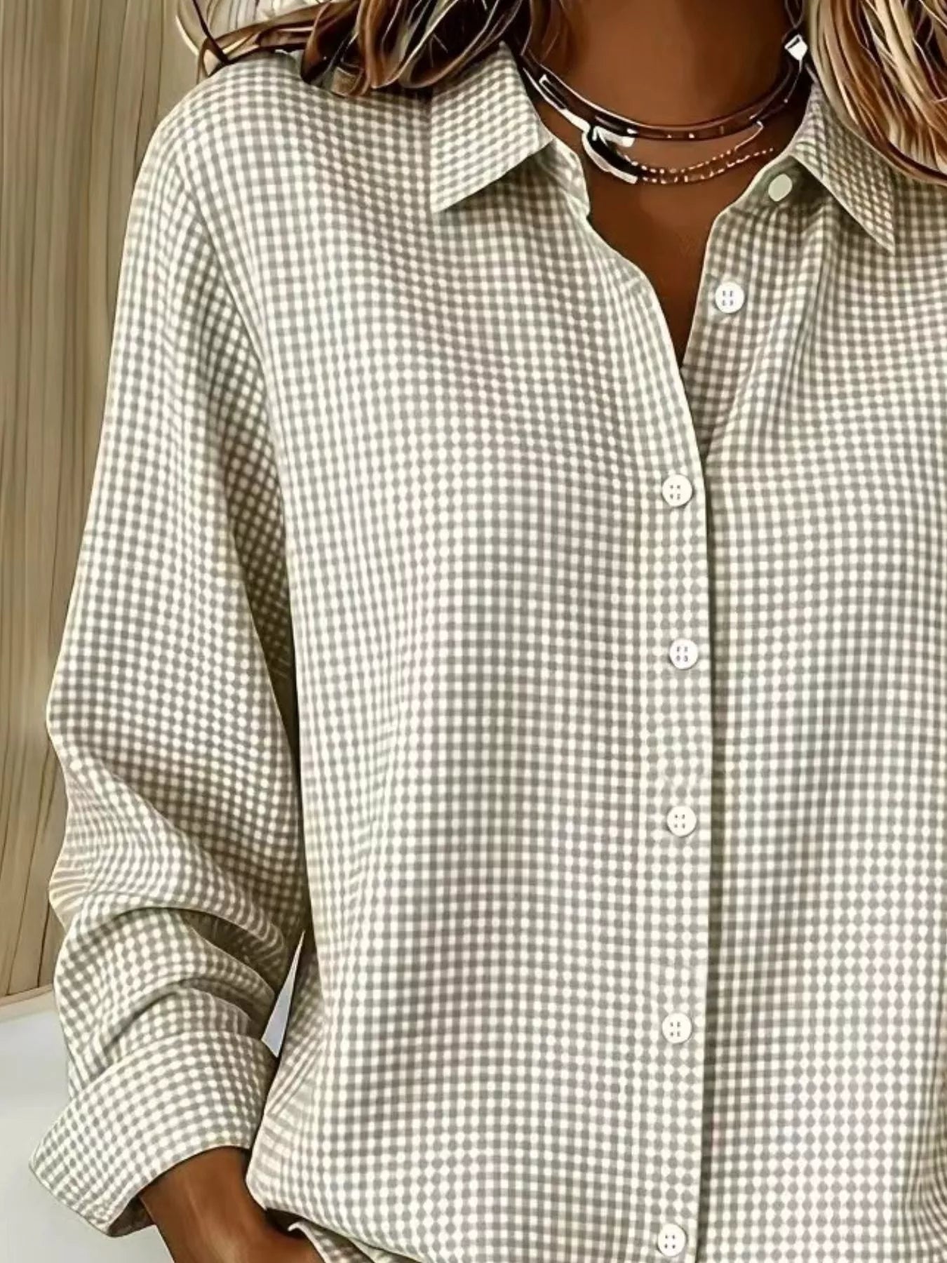 Women's plaid shirt, long sleeve
