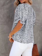 Ruffle Sleeve Floral Top – Sky Blue Colorway – Chaotic Fashion