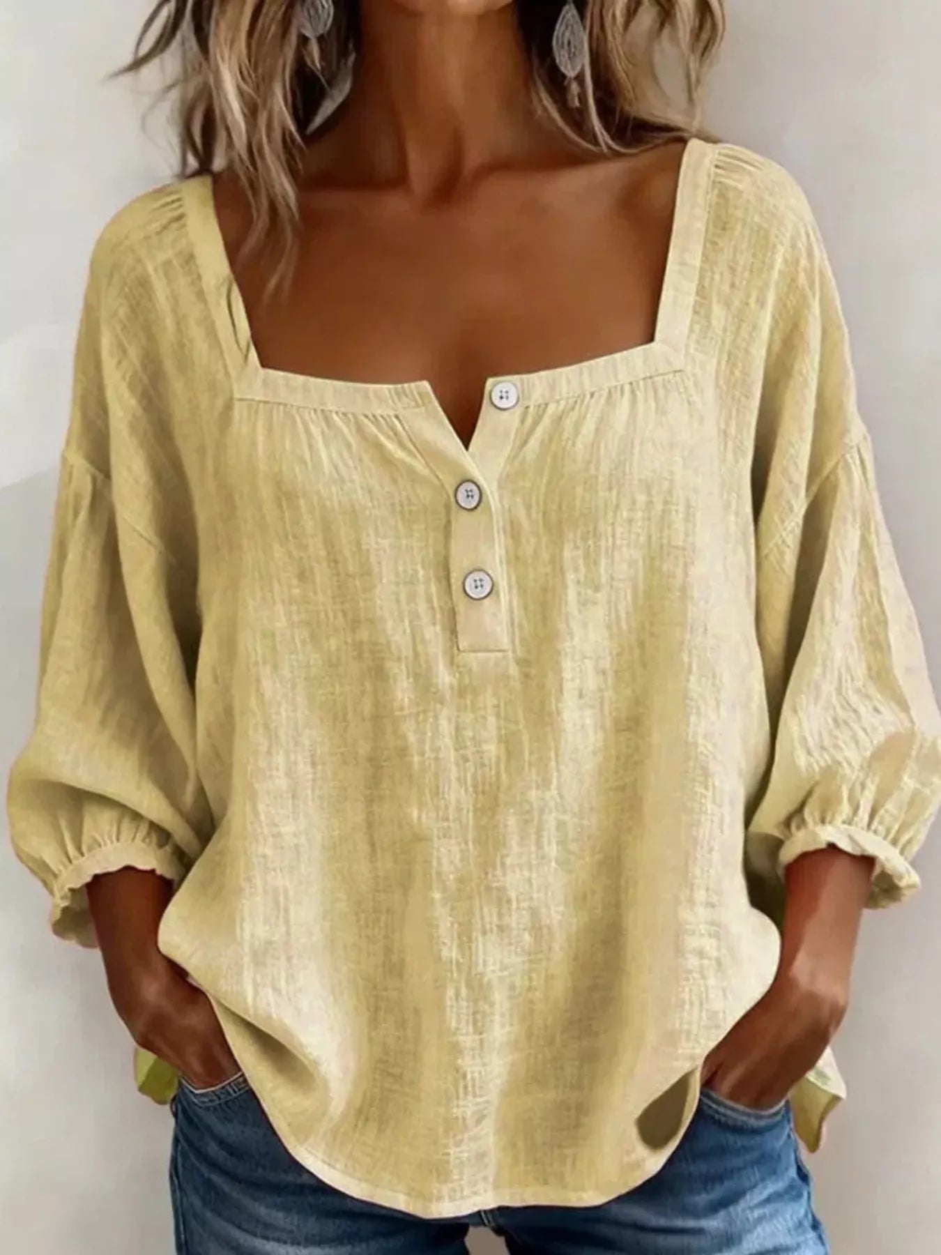 Women's blouse, square neck
