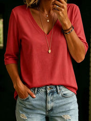 3/4 Sleeve Top – Red Colorway – Chaotic Fashion